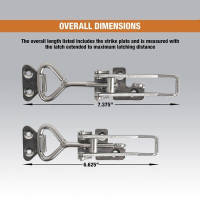 Image showing  6 in. Heavy-Duty Stainless Steel Adjustable-Grip Draw Latch