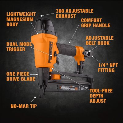 Image showing 5 th Freeman 2nd Generation Pneumatic 16 ga. 2-1/2 in. Straight Finish Nailer with Metal Belt Hook and 1/4 in. NPT Air Connector
