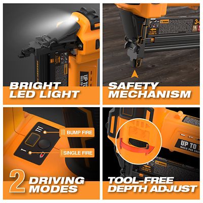 Image showing  16/18-Gauge 2 in. 20V Cordless 3-in-1 Nailer/Stapler Kit with Battery, Charger, Bag and Fasteners, 1,300 Shots/Charge