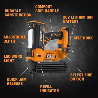 Image showing  18 ga. 2 in. 20 V Cordless Brad Nailer Kit, 1,400 Shots/Charge
