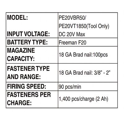 Image showing  18 ga. 2 in. 20 V Cordless Brad Nailer Kit, 1,400 Shots/Charge