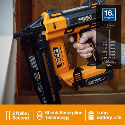 Image showing  16 ga. 2-1/2 in. 20 V Cordless Finish Nailer Kit with Battery, Charger, Bag and Nails, 200 ct., 1,300 Shots/Charge