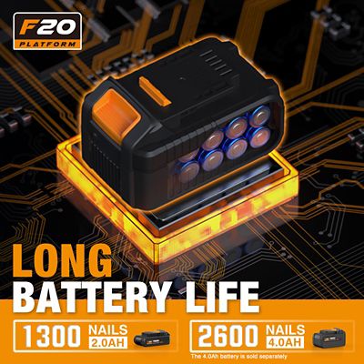 Image showing  16 ga. 2-1/2 in. 20 V Cordless Finish Nailer Kit with Battery, Charger, Bag and Nails, 200 ct., 1,300 Shots/Charge