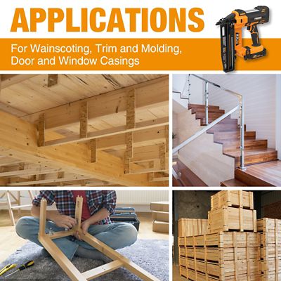 Image showing  16 ga. 2-1/2 in. 20 V Cordless Finish Nailer Kit with Battery, Charger, Bag and Nails, 200 ct., 1,300 Shots/Charge