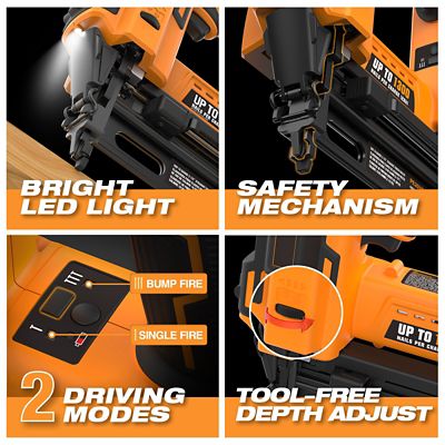 Image showing  16 ga. 2-1/2 in. 20 V Cordless Finish Nailer Kit with Battery, Charger, Bag and Nails, 200 ct., 1,300 Shots/Charge