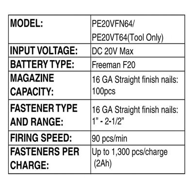 Image showing 7 th Freeman 16 ga. 2-1/2 in. 20 V Cordless Finish Nailer Kit with Battery, Charger, Bag and Nails, 200 ct., 1,300 Shots/Charge