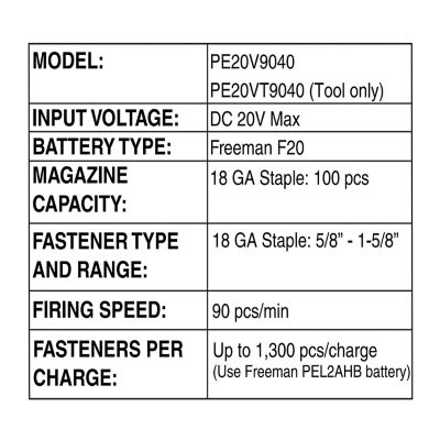 Image showing 7 th Freeman 20 V Cordless 18 Gauge 1-5/8 in. Narrow Crown Stapler (Tool Only) - 1300 Shots per Charge