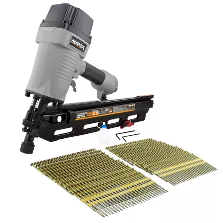 Numax pneumatic 21 degrees 3-1/2 in Full Round Head Framing Nailer with Nails 500 ct Nail Guns