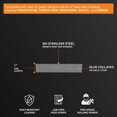 Image showing  1 in. 18 ga. Glue Collated Stainless Steel Brad Nails, 1,000 ct.