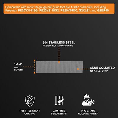 Image showing  1-1/4 in. 18 ga. Glue Collated Stainless Steel Brad Nails, 1,000 ct.