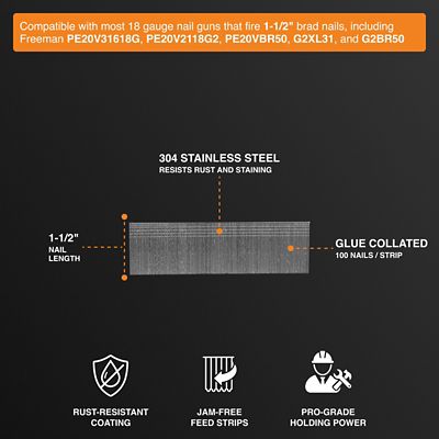 Image showing  1-1/2 in. 18 ga. Glue Collated Stainless Steel Brad Nails, 1,000 ct.