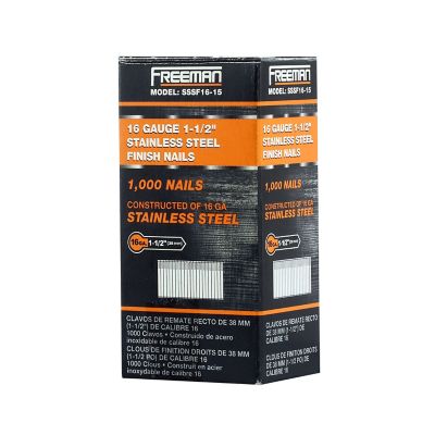 Image showing 6 th Freeman 16 ga. 1-1/2 in. Glue Collated Stainless Steel Straight Finish Nails, 1,000 ct.