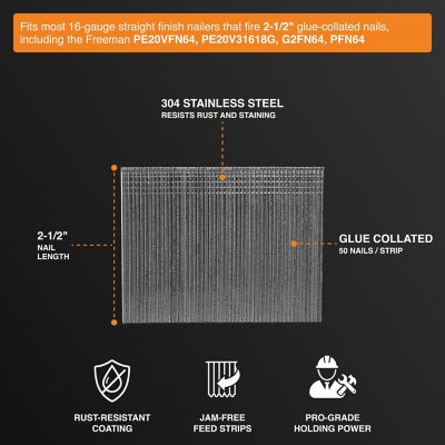 Image showing  16 ga. 2-1/2 in. Glue Collated Stainless Steel Straight Finish Nails, 1,000 ct.