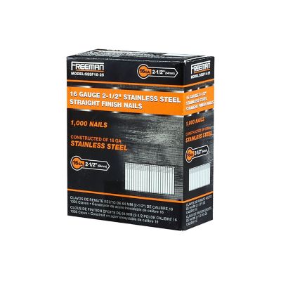 Image showing 6 th Freeman 16 ga. 2-1/2 in. Glue Collated Stainless Steel Straight Finish Nails, 1,000 ct.