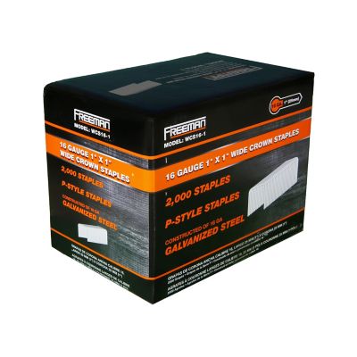 Image showing 6 th Freeman 16-Gauge Glue Collated Galvanized Senco P Type Staples with 1 in. Wide Crown, 2,000 ct.