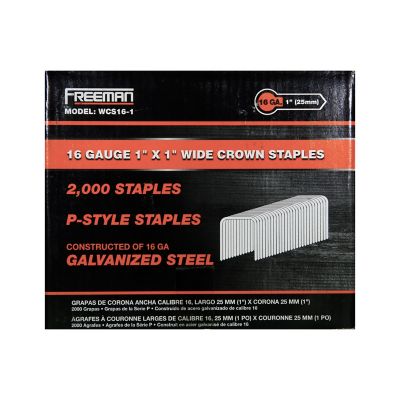 Image showing 7 th Freeman 16-Gauge Glue Collated Galvanized Senco P Type Staples with 1 in. Wide Crown, 2,000 ct.