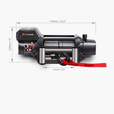 XPOWER Non-Integrated Electric Winch, 12,000 lb., Steel Rope