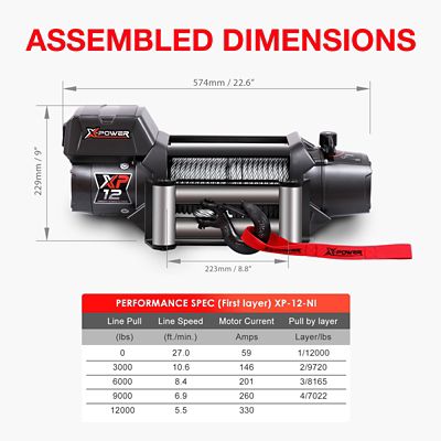 Image showing 6 th XPOWER Non-Integrated Electric Winch, 12,000 lb., Steel Rope