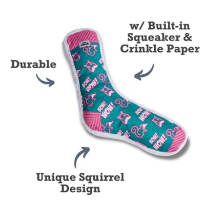 Image showing  Squeaking Squirrel Comfort Plush Sock Dog Toy