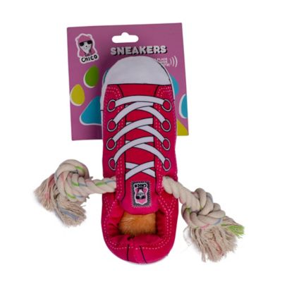JoJo Modern Pets Squeaking Comfort Plush Sneaker Dog Toy, Pink