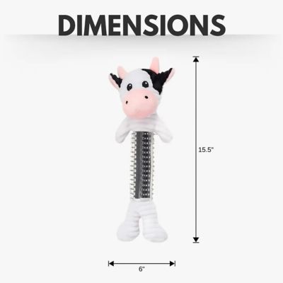 Image showing 5 th Country Living Black and White Cow Corduroy Plush Dog Toy