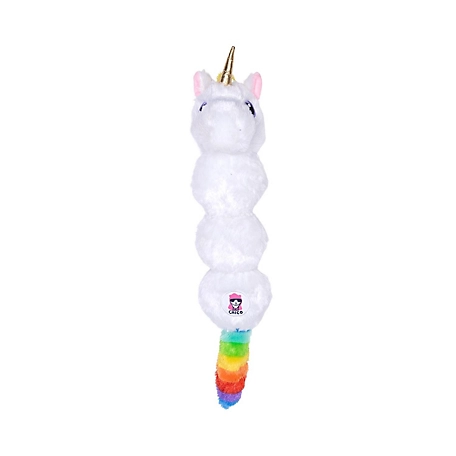 JMP Rainbow Unicorn Skinny Squeaking Plush Dog Toy