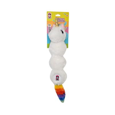 Image showing  Rainbow Unicorn Skinny Squeaking Plush Dog Toy