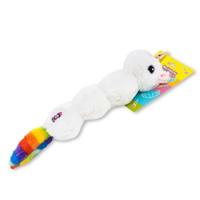 Image showing  Rainbow Unicorn Skinny Squeaking Plush Dog Toy