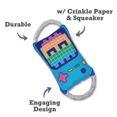 Image showing  Retro Gamer Crinkle and Squeaky Plush Dog Toy