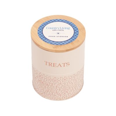 Image showing  2 pc. White Swan Steel Dog Treat Containers with Bamboo Lids