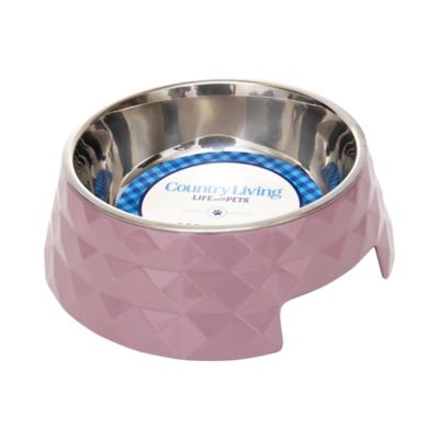 Image showing  Diamond Melamine Stainless Steel Dog Bowl, Wood Rose