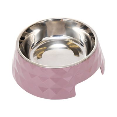 Image showing  Diamond Melamine Stainless Steel Dog Bowl, Wood Rose