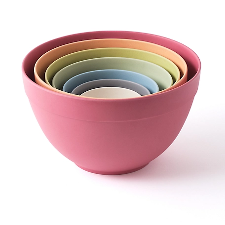 Bamboozle Pastel Nesting Bowl Set, Red/Orange/Lime/Avocado/Robin's Egg/Dove Grey/Natural, 7 pc.