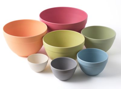 Image showing  7 pc. Pastel Nesting Bowl Set, Red/Orange/Lime/Avocado/Robin's Egg/Dove Grey/Natural