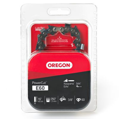 Oregon 16 in. PowerCut Chainsaw Chain, 3/8 in. Pitch, 0.050 in. Gauge, 60 Drive Links, E60