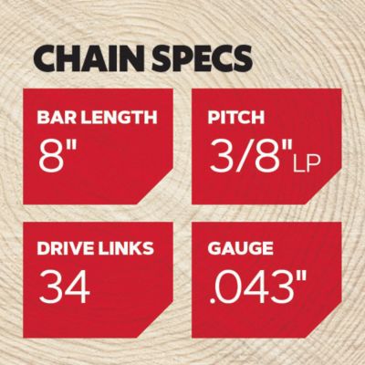 Image showing  8 in. AdvanceCut Pole Saw Chain, 3/8 in. Pitch, 0.043 in. Gauge, 34 Drive Links