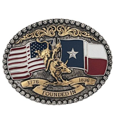 Montana Silversmiths Unisex Texas 1836 Attitude Belt Buckle
