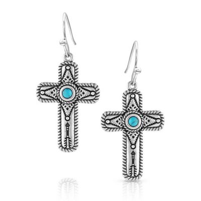 Montana Silversmiths Faith Cross Earrings, Turquoise, ER5303