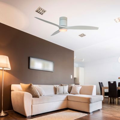 Image showing  60 in. 18W/1,668 Lumen Smart Voice Activated Ceiling Fan Tri-Mount DC Motor