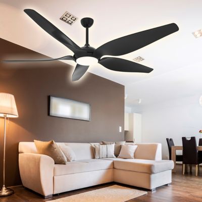 Image showing  66 in. Indoor Smart Voice Activated Ceiling Fan, DC Motor, ABS Blades