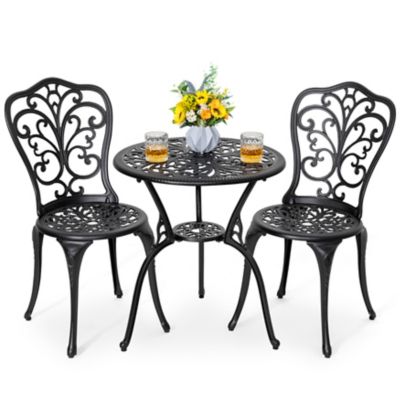 Nuu Garden 3 pc. Cast Aluminum Patio Bistro Set, Black, SCD006-01-WKL