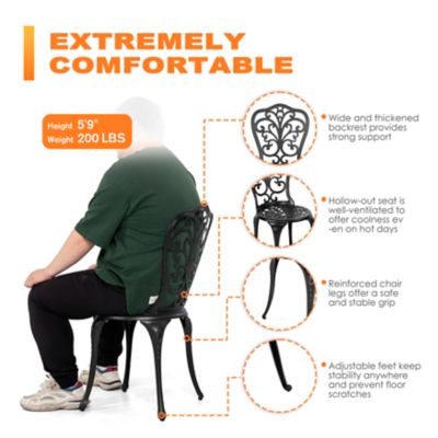 Image showing  3 pc. Cast-Aluminum Patio Bistro Set, Black