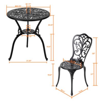 Image showing 5 th Nuu Garden 3 pc. Cast-Aluminum Patio Bistro Set, Black