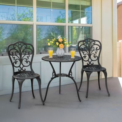 Image showing 6 th Nuu Garden 3 pc. Cast-Aluminum Patio Bistro Set, Black