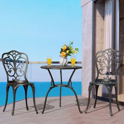 Image showing 8 th Nuu Garden 3 pc. Cast-Aluminum Patio Bistro Set, Black