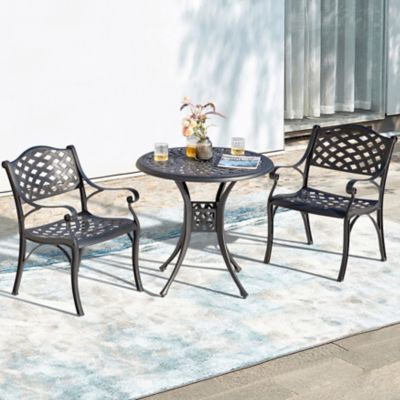 Nuu Garden 3 Pc. Wide Chair Cast Aluminum Bistro Set