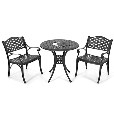 Nuu Garden 3 pc. Wide Chair Cast Aluminum Bistro Set