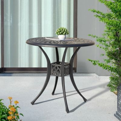 Image showing  31 in. Outdoor Cast-Aluminum Ice Bucket Round Bistro Table for 2 People