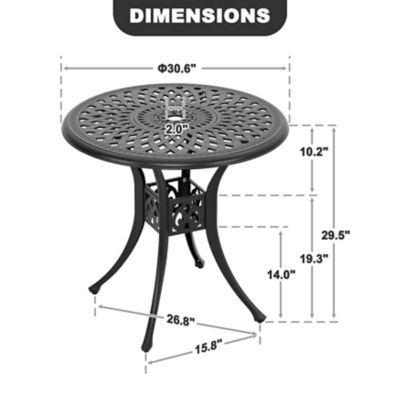 Image showing 5 th Nuu Garden 31 in. Outdoor Cast-Aluminum Ice Bucket Round Bistro Table for 2 People