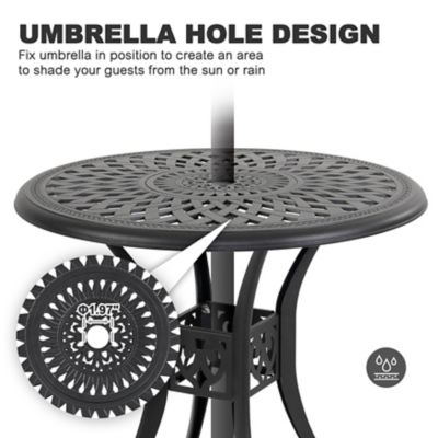 Image showing 6 th Nuu Garden 31 in. Outdoor Cast-Aluminum Ice Bucket Round Bistro Table for 2 People